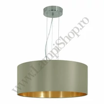 Pendul Eglo MASERLO, dulie E27, nu contine becul, IP20, baza din otel nichel satinat, abajur textil taupe-auriu | Eglo-31607