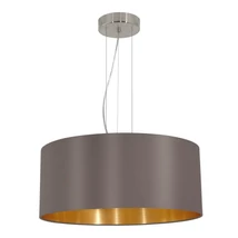 Pendul Eglo MASERLO, dulie E27, nu contine becul, IP20, baza din otel nichel satinat, abajur textil cappuccino-auriu | Eglo-31608