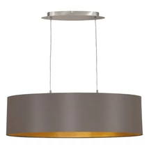 Pendul Eglo MASERLO, dulie E27, nu contine becul, IP20, baza din otel nichel satinat, abajur textil cappuccino-auriu | Eglo-31614