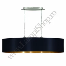 Pendul Eglo MASERLO, dulie E27, nu contine becul, IP20, baza din otel nichel satinat, abajur textil negru-auriu | Eglo-31616