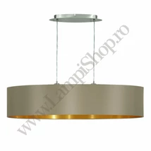 Pendul Eglo MASERLO, dulie E27, nu contine becul, IP20, baza din otel nichel satinat, abajur textil taupe-auriu | Eglo-31618