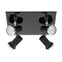 Spot baie Eglo TAMARA 1, dulie GU10-LED, contine becul, IP44, baza din otel negru-crom, abajur sticla transparent | Eglo-33678