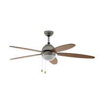 Ventilator cu intrerupator pe fir Eglo SUSALE, dulie E14, nu contine becul, IP20, baza din otel nichel satinat, abajur sticla vopsita alb | Eglo-35042