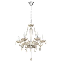 Candelabru Eglo BASILANO, dulie E14, nu contine becul, IP20, baza din otel crom, abajur sticla coniac | Eglo-39092