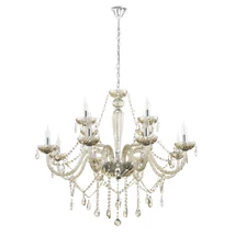 Candelabru Eglo BASILANO, dulie E14, nu contine becul, IP20, baza din otel crom, abajur sticla coniac | Eglo-39094