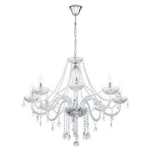 Candelabru Eglo BASILANO 1, dulie E14, nu contine becul, IP20, baza din otel crom, abajur sticla transparent | Eglo-39101