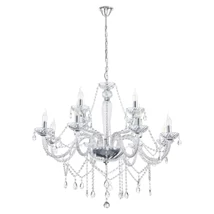 Candelabru Eglo BASILANO 1, dulie E14, nu contine becul, IP20, baza din otel crom, abajur sticla transparent | Eglo-39102