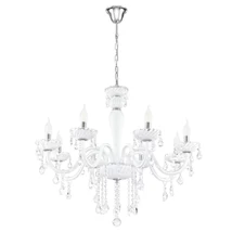 Candelabru Eglo CARPENTO, dulie E14, nu contine becul, IP20, baza din otel crom, abajur sticla alb | Eglo-39114