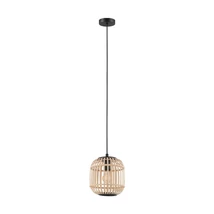 Pendul Eglo BORDESLEY, dulie E27, nu contine becul, IP20, baza din otel negru, abajur lemn natur | Eglo-43231