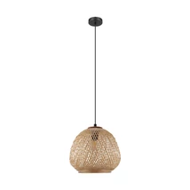 Pendul Eglo DEMBLEBY, dulie E27, nu contine becul, IP20, baza din otel negru, abajur lemn natur | Eglo-43261
