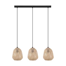 Pendul Eglo DEMBLEBY, dulie E27, nu contine becul, IP20, baza din otel negru, abajur lemn natur | Eglo-43262