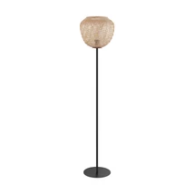 Lampadar Eglo DEMBLEBY, dulie E27, nu contine becul, IP20, baza din otel negru, abajur lemn natur | Eglo-43264