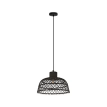 Pendul Eglo AUSNBY, dulie E27, nu contine becul, IP20, baza din otel negru, abajur lemn negru | Eglo-43288