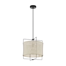 Pendul Eglo BRIDEKIRK, dulie E27, nu contine becul, IP20, baza din otel negru, abajur textil natur | Eglo-43292