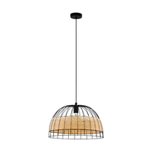 Pendul Eglo ANWICK, dulie E27, nu contine becul, IP20, baza din otel negru, abajur ratan natur | Eglo-43312