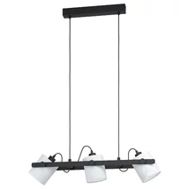 Pendul Eglo HORNWOOD 1, dulie E27, nu contine becul, IP20, baza din otel-lemn negru, abajur textil alb | Eglo-43426