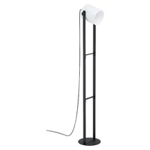 Lampadar Eglo HORNWOOD 1, dulie E27, nu contine becul, IP20, baza din otel-lemn negru, abajur textil alb | Eglo-43429