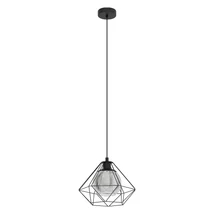 Pendul Eglo VERNHAM, dulie E27, nu contine becul, IP20, baza din otel negru, abajur sticla transparent negricios | Eglo-43482