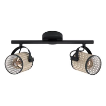 Spot Eglo RUSCOMB, dulie E27-LED, nu contine becul, IP20, baza din otel negru, abajur hartie-plastic natur | Eglo-43494