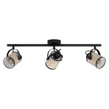 Spot Eglo RUSCOMB, dulie E27-LED, nu contine becul, IP20, baza din otel negru, abajur hartie-plastic natur | Eglo-43495