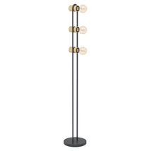 Lampadar Eglo CHIEVELEY, dulie E27, nu contine becul, IP20, baza din otel negru, abajur lemn maro | Eglo-43544