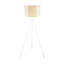 Lampadar Eglo ARNHEM, dulie E27, nu contine becul, IP20, baza din otel alb, abajur hartie-iarba de mare alb-maro | Eglo-43556