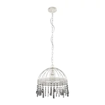 Pendul Eglo STEELEVILLE, dulie E27, nu contine becul, IP20, baza din otel alb-maro patinat, abajur sticla cristal transparent negricios | Eglo-43587