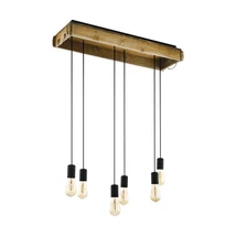 Pendul Eglo WOOTTON, dulie E27, nu contine becul, IP20, baza din otel-lemn negru-maro | Eglo-43592