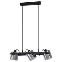 Pendul Eglo HORNWOOD 2, dulie E27, nu contine becul, IP20, baza din otel-lemn negru, abajur sticla transparent negricios | Eglo-43606