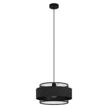 Pendul Eglo BAZELY, dulie E27, nu contine becul, IP20, baza din otel negru, abajur textil negru | Eglo-43668