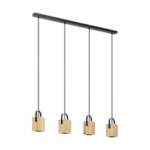 Pendul Eglo AYLES, dulie GU10-LED, contine becul, IP20, baza din otel negru, abajur lemn maro | Eglo-43748