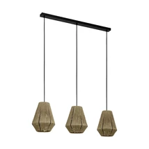 Pendul Eglo ALDERNEY, dulie E27, nu contine becul, IP20, baza din otel negru, abajur fir de textil natur | Eglo-43786