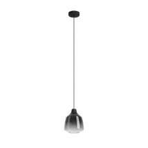 Pendul Eglo SEDBERGH, dulie E27, nu contine becul, IP20, baza din otel negru, abajur sticla transparent negru cernusiu | Eglo-43821