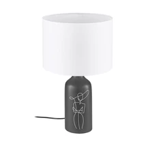 Veioza Eglo VINOZA, dulie E27, nu contine becul, IP20, baza din ceramic negru, abajur textil alb | Eglo-43823