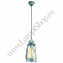 Pendul Eglo BRADFORD, dulie E27, nu contine becul, IP20, baza din otel argintiu antic, abajur sticla transparent | Eglo-49214