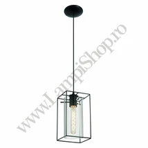 Pendul Eglo LONCINO, dulie E27, nu contine becul, IP20, baza din otel negru, abajur sticla fumuriu transparent negricios | Eglo-49495