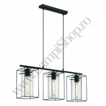 Pendul Eglo LONCINO, dulie E27, nu contine becul, IP20, baza din otel negru, abajur sticla fumuriu transparent negricios | Eglo-49496