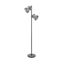 Lampadar Eglo BARNSTAPLE, dulie E27, nu contine becul, IP20, baza din otel-lemn negru-maro patinat, abajur otel zinc cu aspect uzat | Eglo-49722