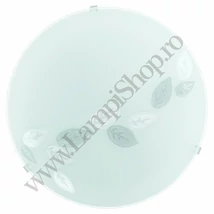 Plafoniera Eglo MARS, dulie E27, nu contine becul, IP20, baza din otel alb, abajur sticla satinat model frunze | Eglo-80264