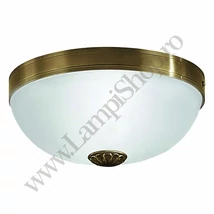 Plafoniera Eglo IMPERIAL, dulie E27, nu contine becul, IP20, baza din metal bronz, abajur sticla satinat alb | Eglo-82741