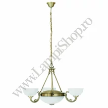 Candelabru Eglo SAVOY, dulie E14+E27, nu contine becul, IP20, baza din metal bronz, abajur sticla satinat alb | Eglo-82748