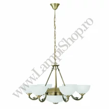 Candelabru Eglo SAVOY, dulie E14+E27, nu contine becul, IP20, baza din metal bronz, abajur sticla satinat alb | Eglo-82749
