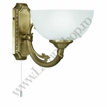 Aplica de perete cu intrerupator pe fir Eglo SAVOY, dulie E14, nu contine becul, IP20, baza din metal bronz, abajur sticla satinat alb | Eglo-82751