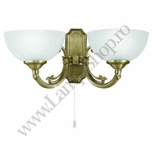 Aplica de perete cu intrerupator pe fir Eglo SAVOY, dulie E14, nu contine becul, IP20, baza din metal bronz, abajur sticla satinat alb | Eglo-82752