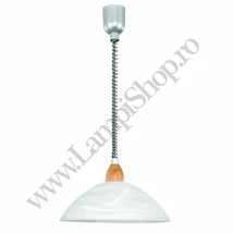 Pendul Eglo LORD 2, dulie E27, nu contine becul, IP20, baza din lemn-plastic nichel satinat-argintiu-fag, abajur sticla alabastru alb | Eglo-87009