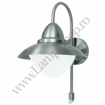 Aplica exterior cu senzor de miscare Eglo SIDNEY, dulie E27, nu contine becul, IP44, baza din otel otel inoxabil, abajur sticla opal mat alb | Eglo-87105
