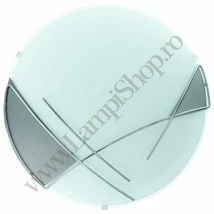 Plafoniera Eglo RAYA, dulie E27, nu contine becul, IP20, baza din otel alb-crom, abajur sticla satinat alb-argintiu | Eglo-89758