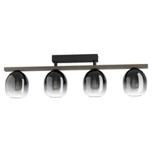 Plafoniera Eglo FILAGO, dulie E27, nu contine becul, IP20, baza din otel-lemn negru-maro, abajur sticla transparent negru cernusiu | Eglo-900185