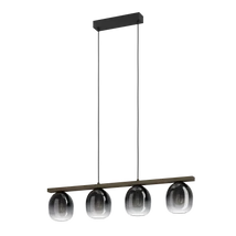 Pendul Eglo FILAGO, dulie E27, nu contine becul, IP20, baza din otel-lemn negru-maro, abajur sticla transparent negru cernusiu | Eglo-900186