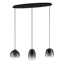 Pendul Eglo AGUILARES, dulie E27, nu contine becul, baza din otel negru, abajur sticla transparent negru cernusiu | Eglo-900195